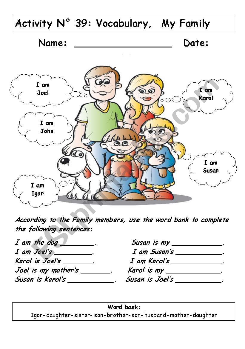 MY FAMILY worksheet