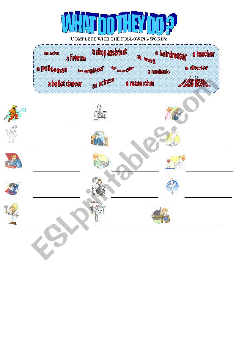 What do they do? worksheet