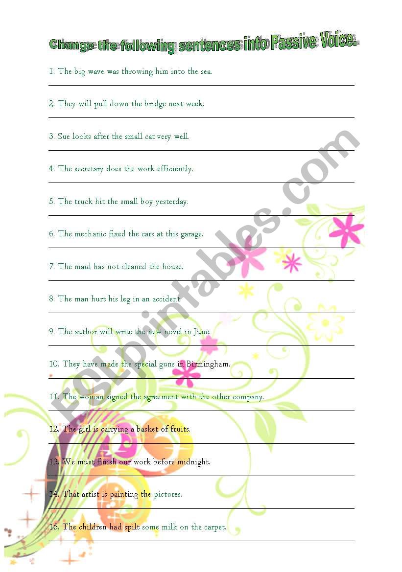 Passive Voice Test worksheet