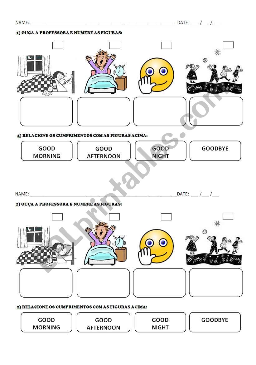 Greetings worksheet