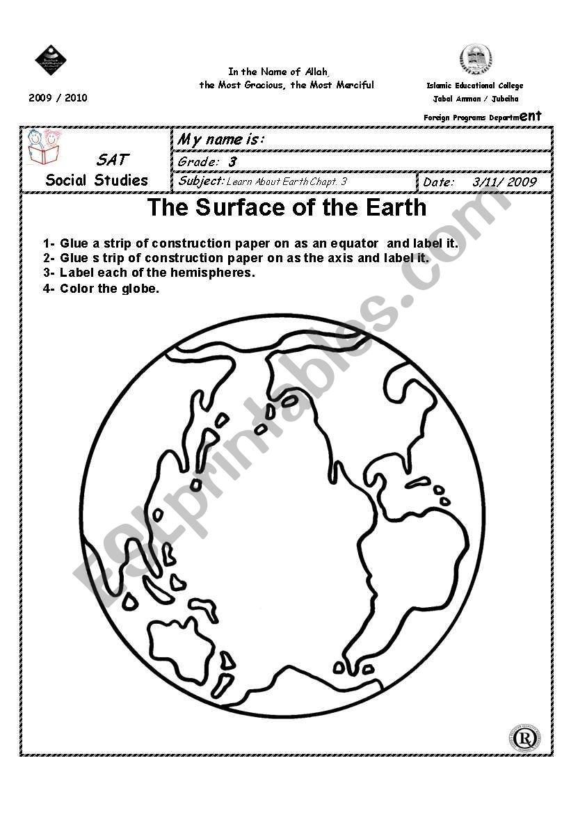 earth worksheet