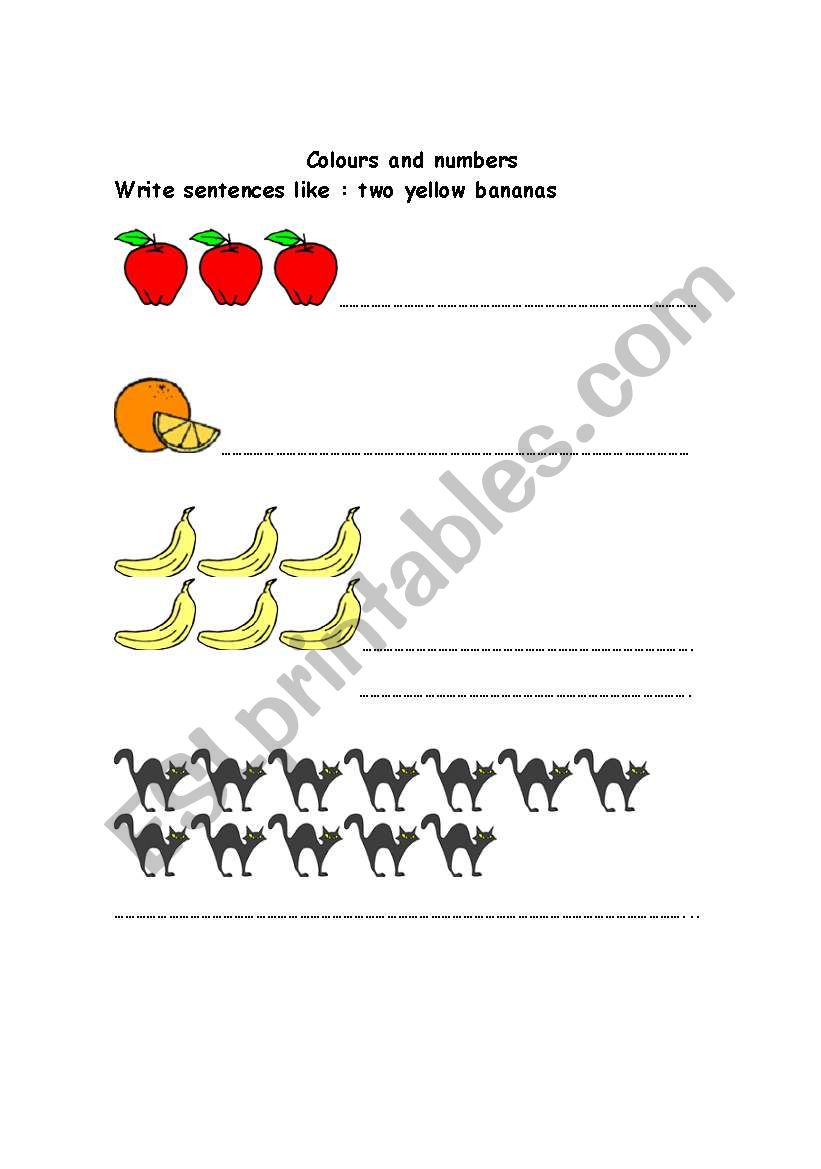 colours and numbers worksheet