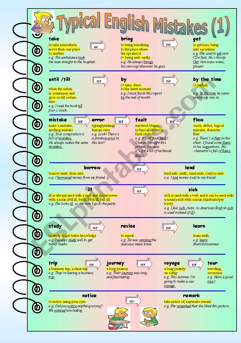 Typical English Mistakes (1) worksheet