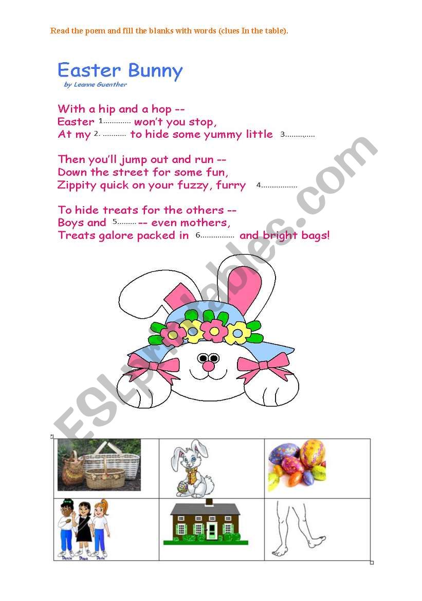 Easter Bunny Poem worksheet
