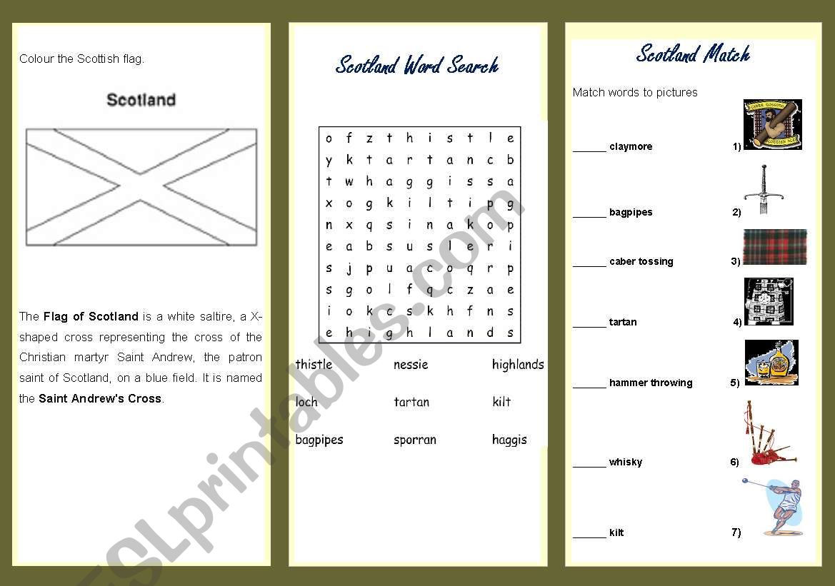 Scotland Brochure second page worksheet