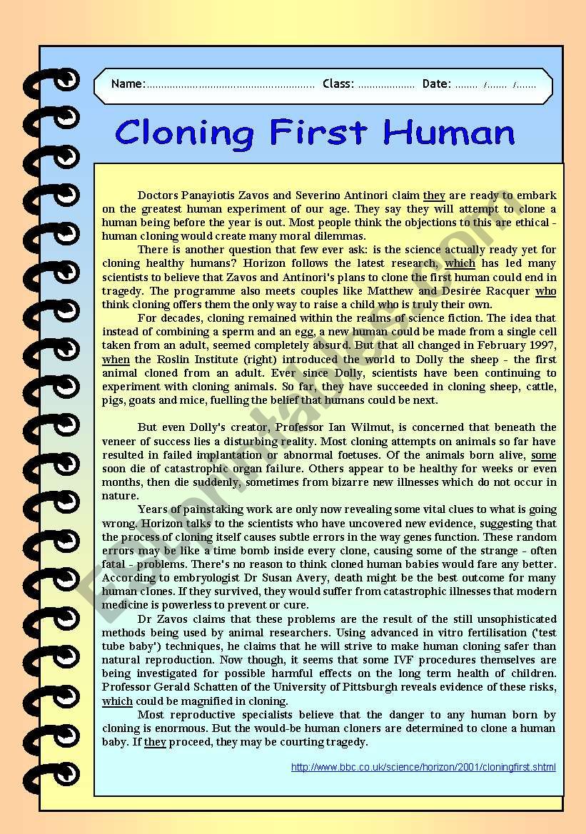 Science /technology / Cloning worksheet