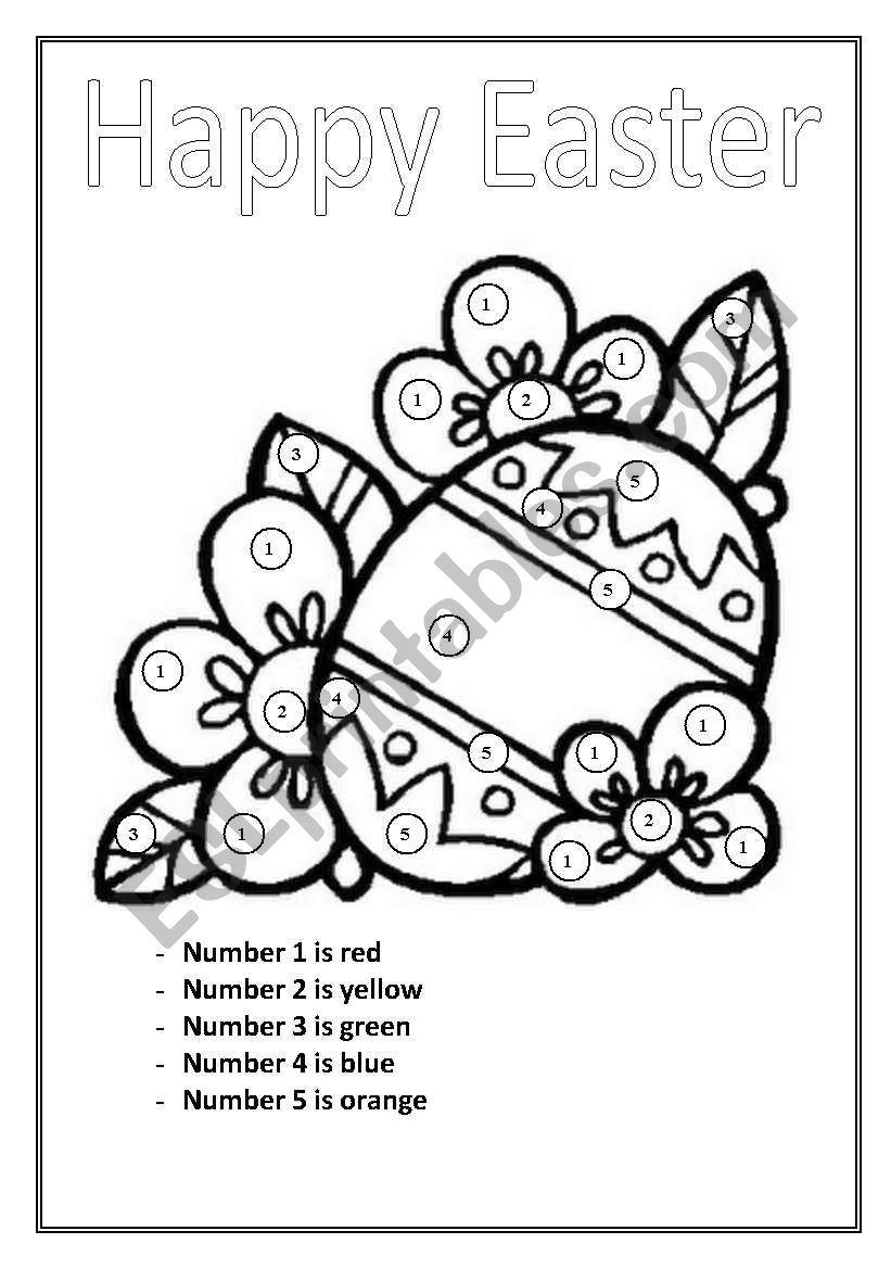 Colour the Easter picture according to the numbers