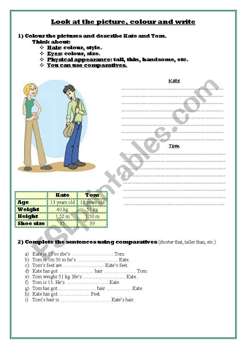 describing people worksheet