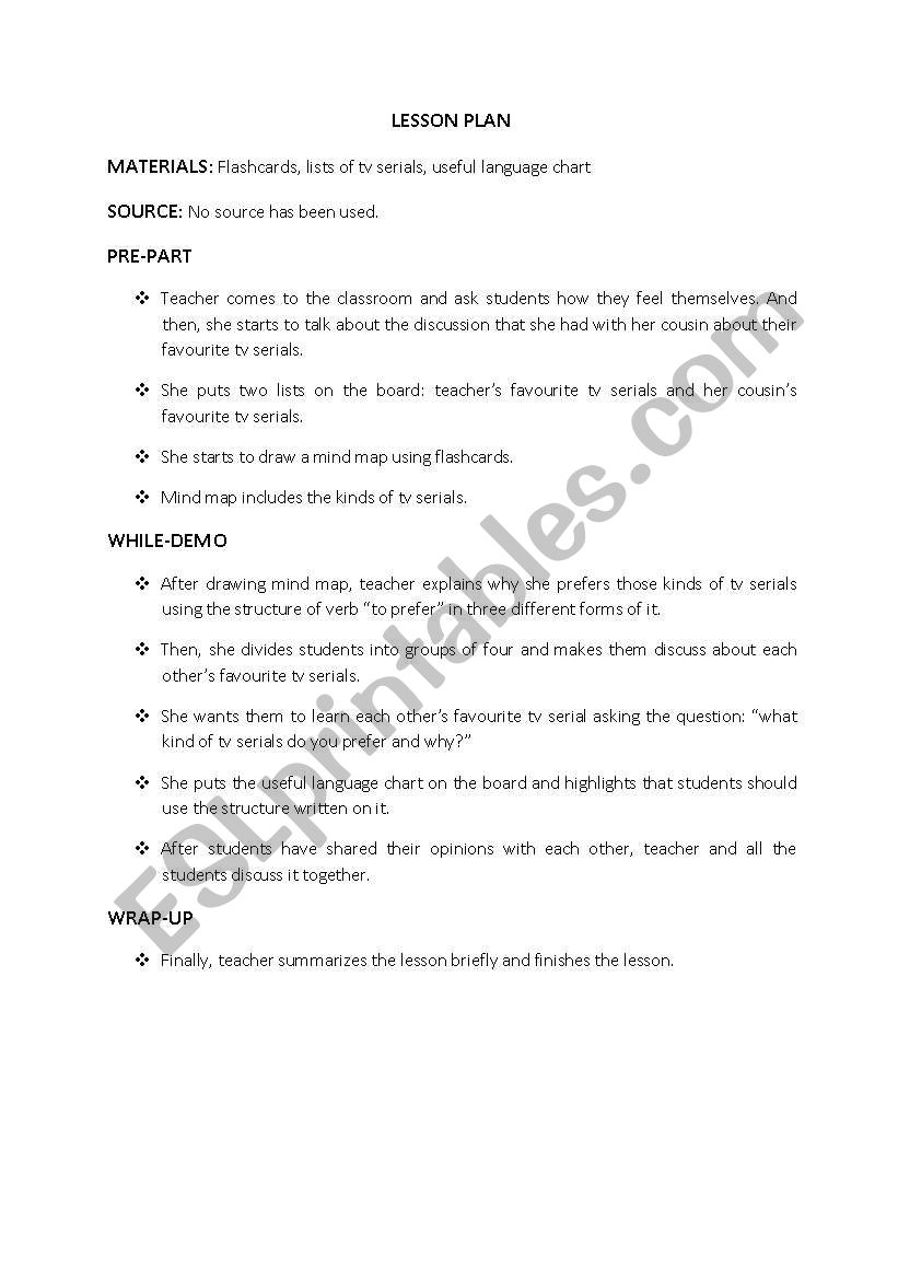 TV SERIES worksheet