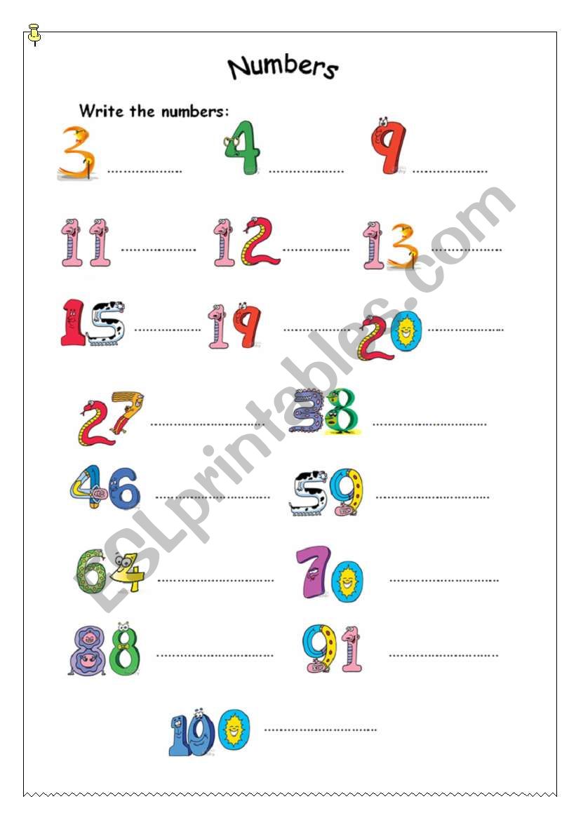 Write the numbers! worksheet