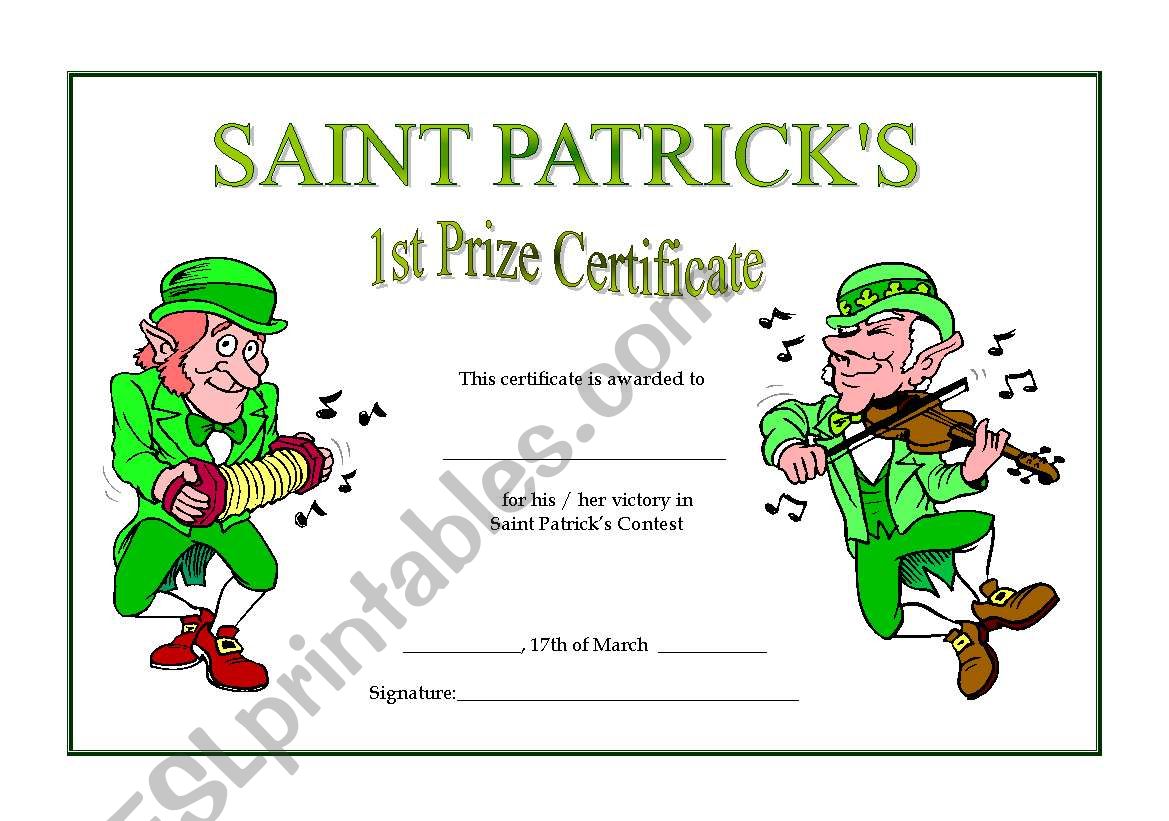 Saint Patricks Certificate (editable)