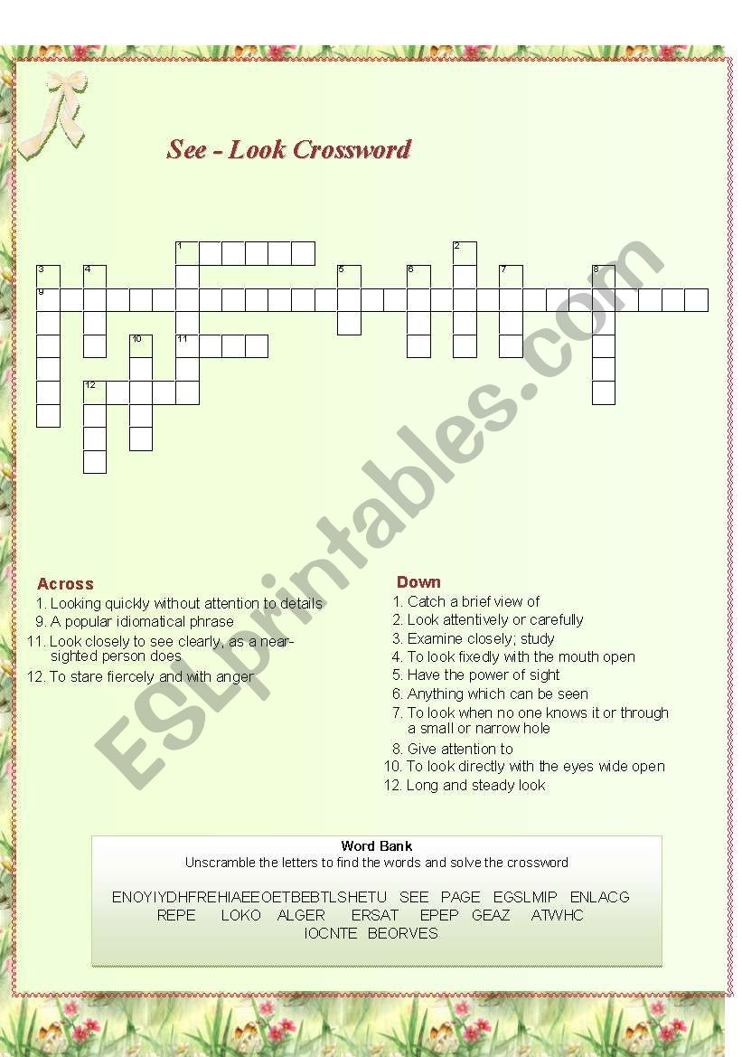 See-Look Crossword worksheet