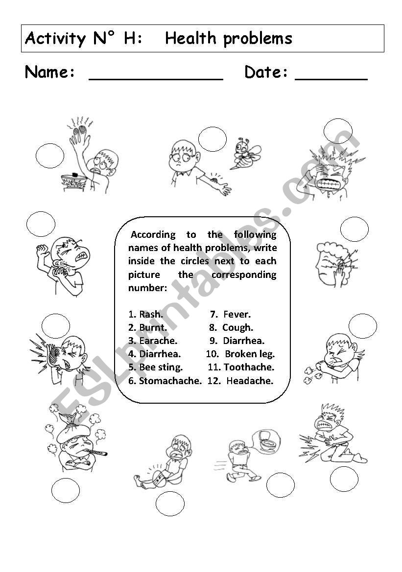 HEALTH  PROBLEMS worksheet