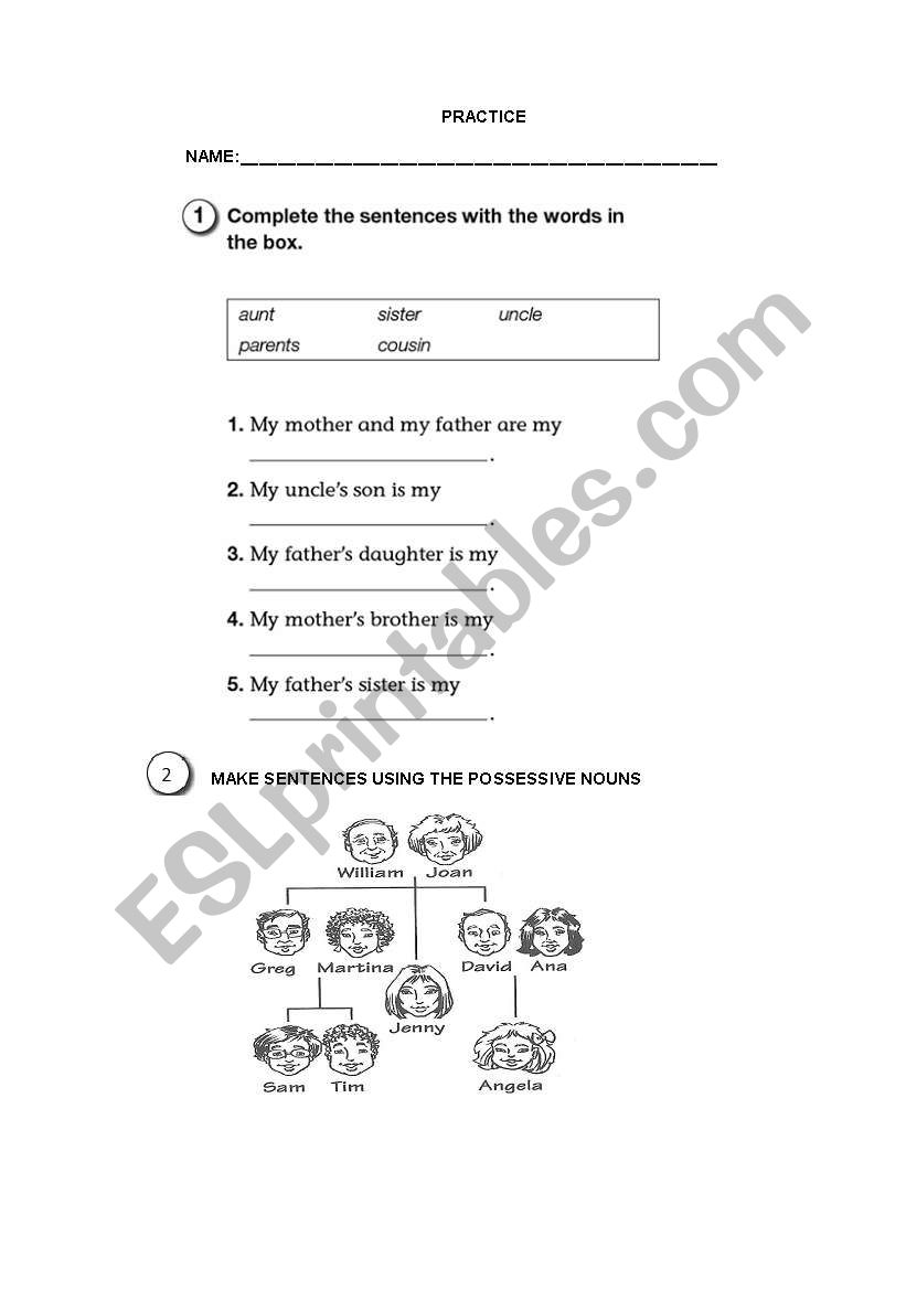 family tree worksheet