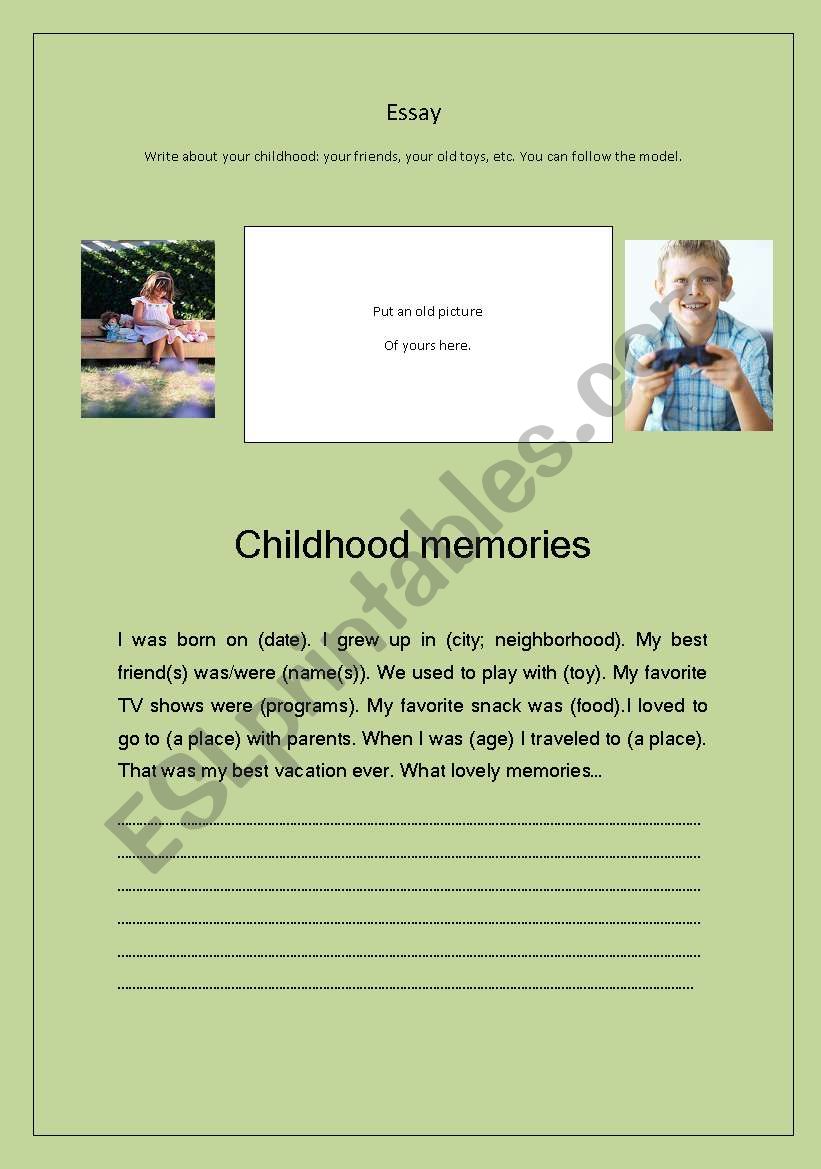 English worksheets: Essay - Childhood memories