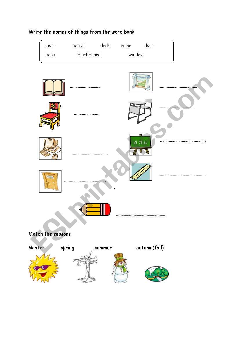 objects worksheet