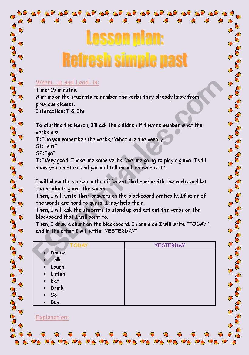 Lesson plan: refresh simple past