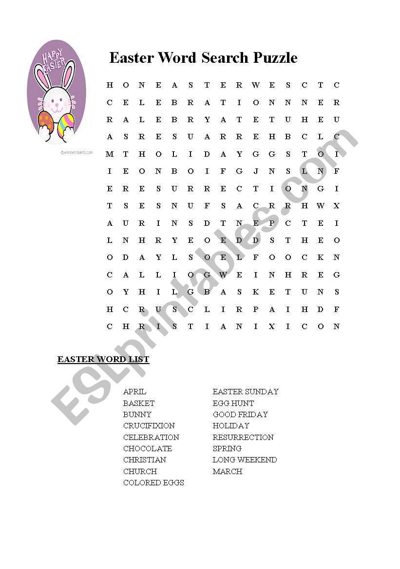 Easter Word Search worksheet