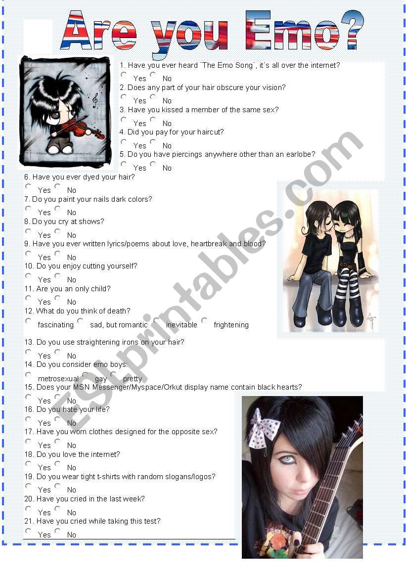 Are you Emo? worksheet