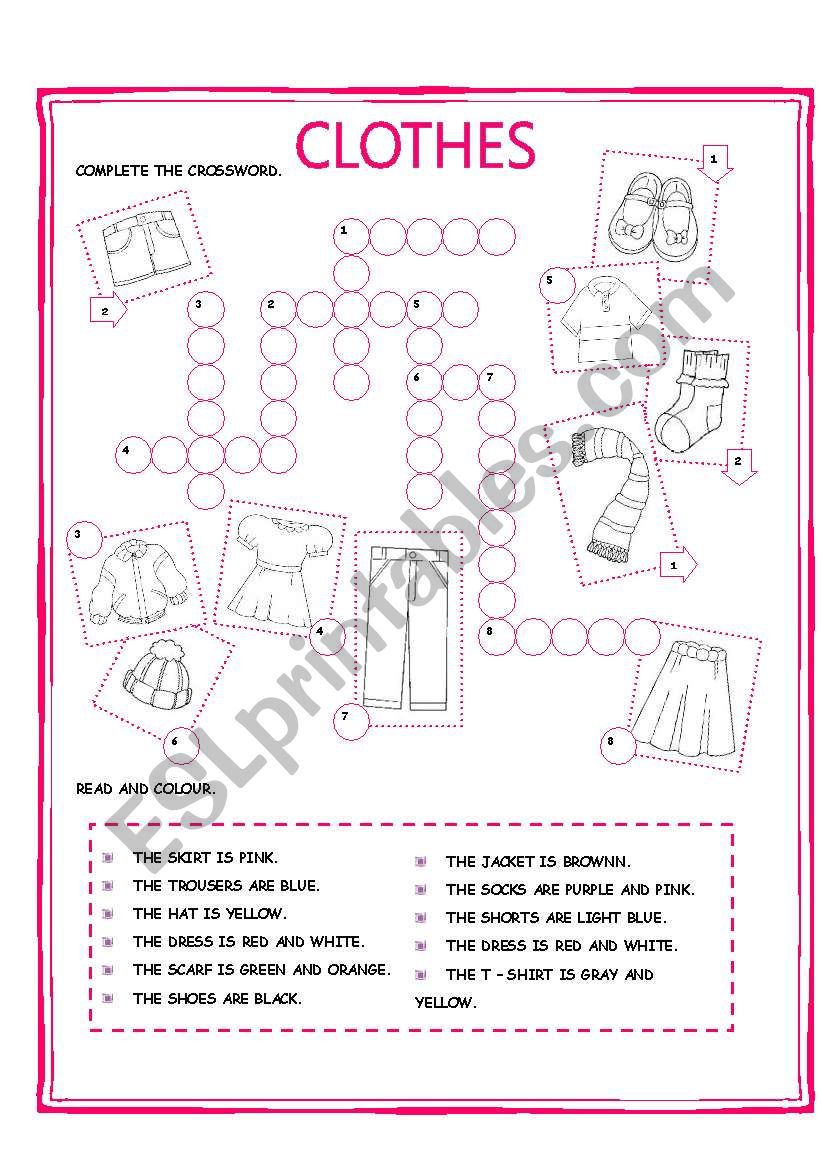 CLOTHES (with key) worksheet