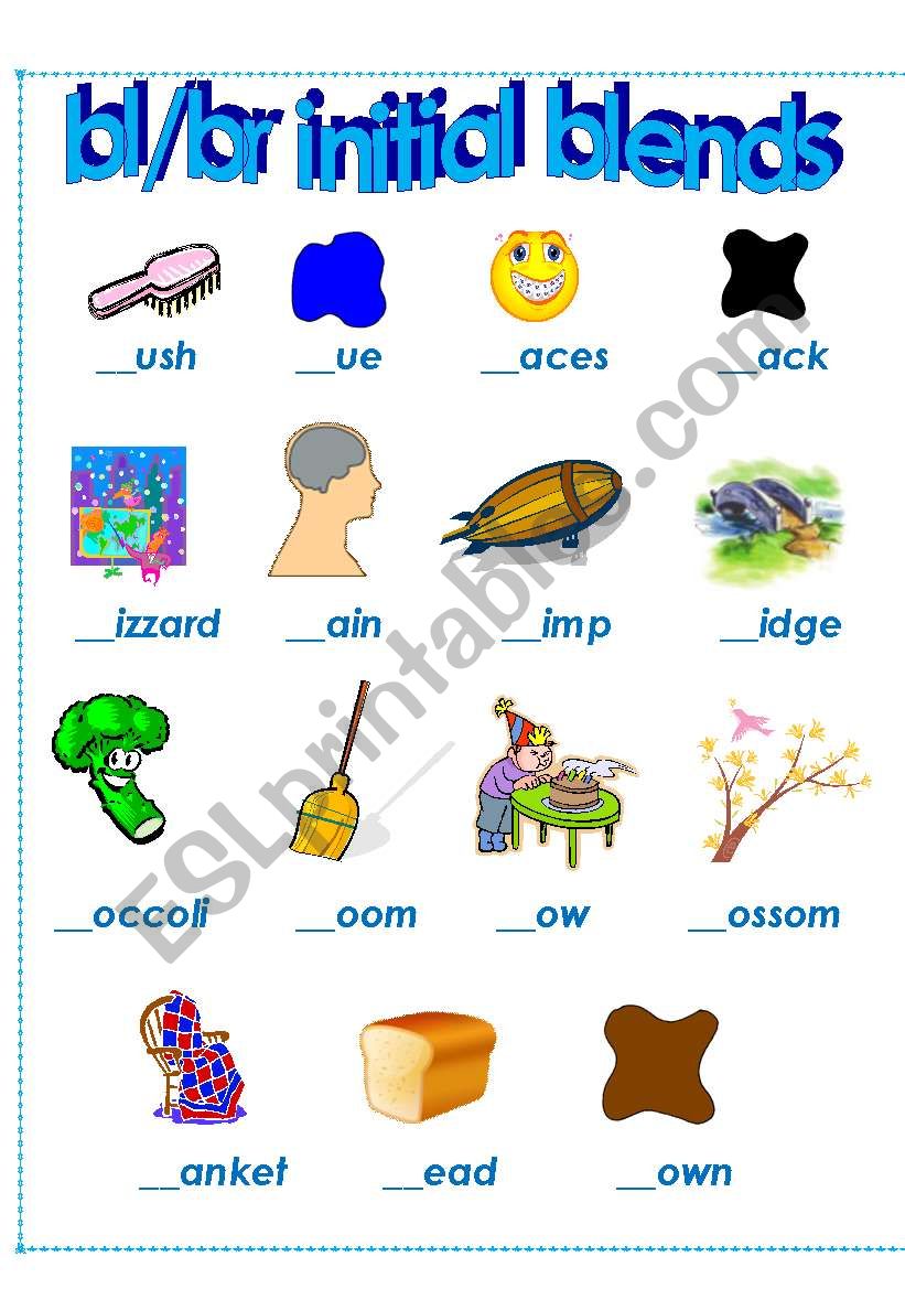 initial blends bl and br - ESL worksheet by Del1234