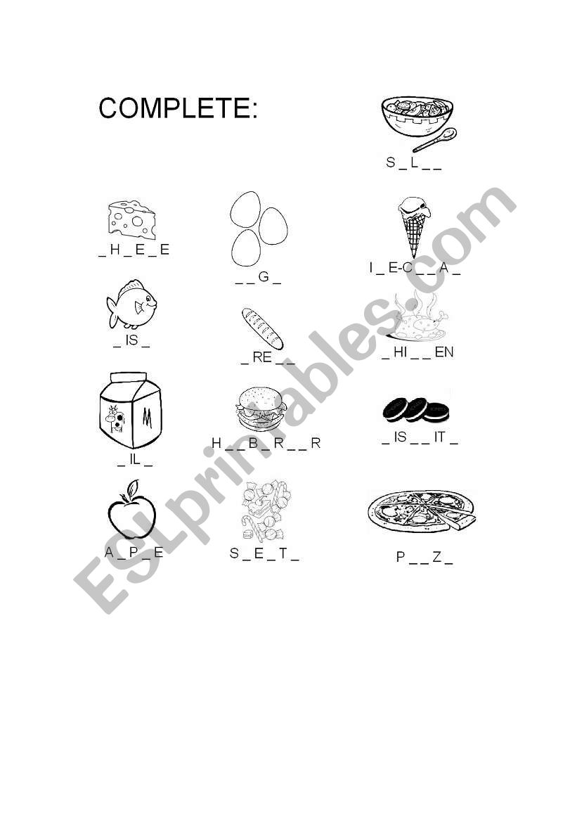 THE FOOD worksheet