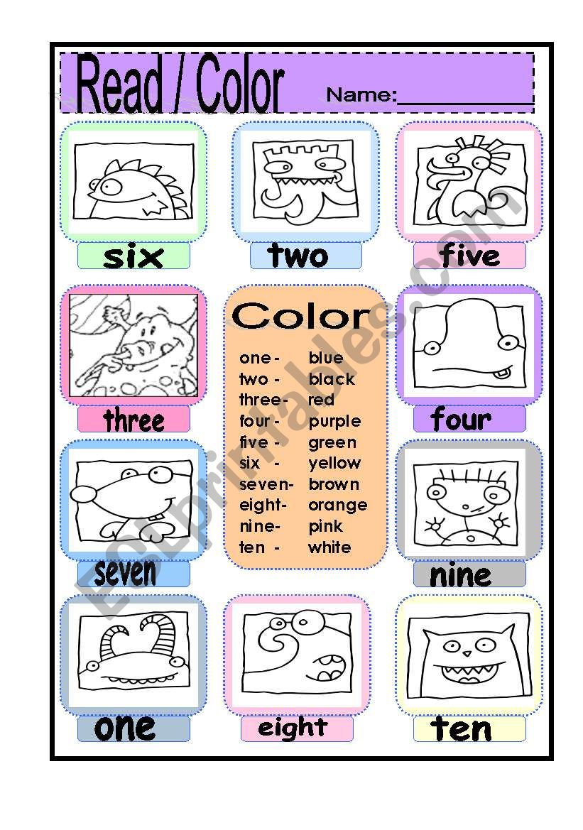 Reading number and color words