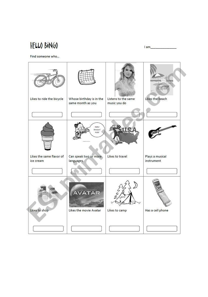 Hello Bingo! worksheet