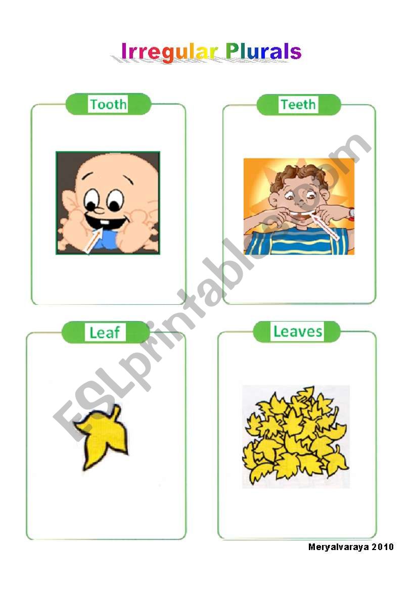 Irregulars Plurals 1/5 worksheet