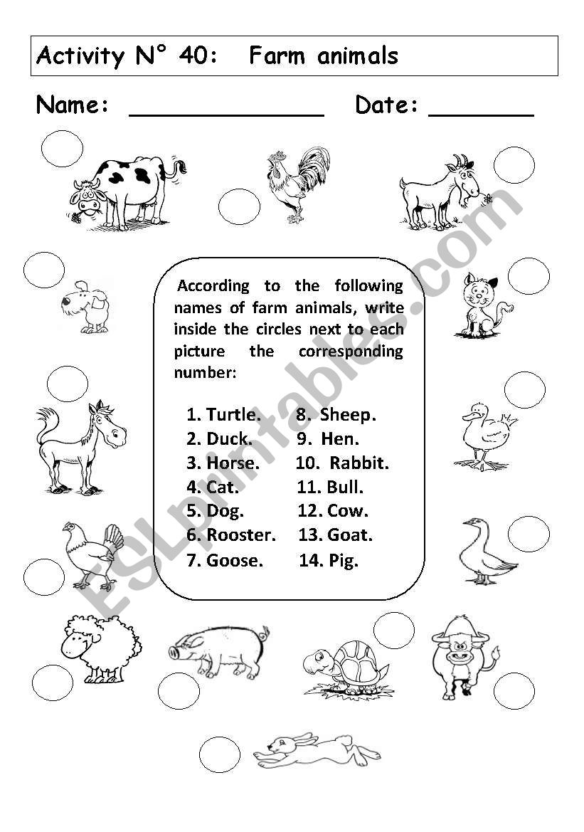 FARM ANIMALS worksheet