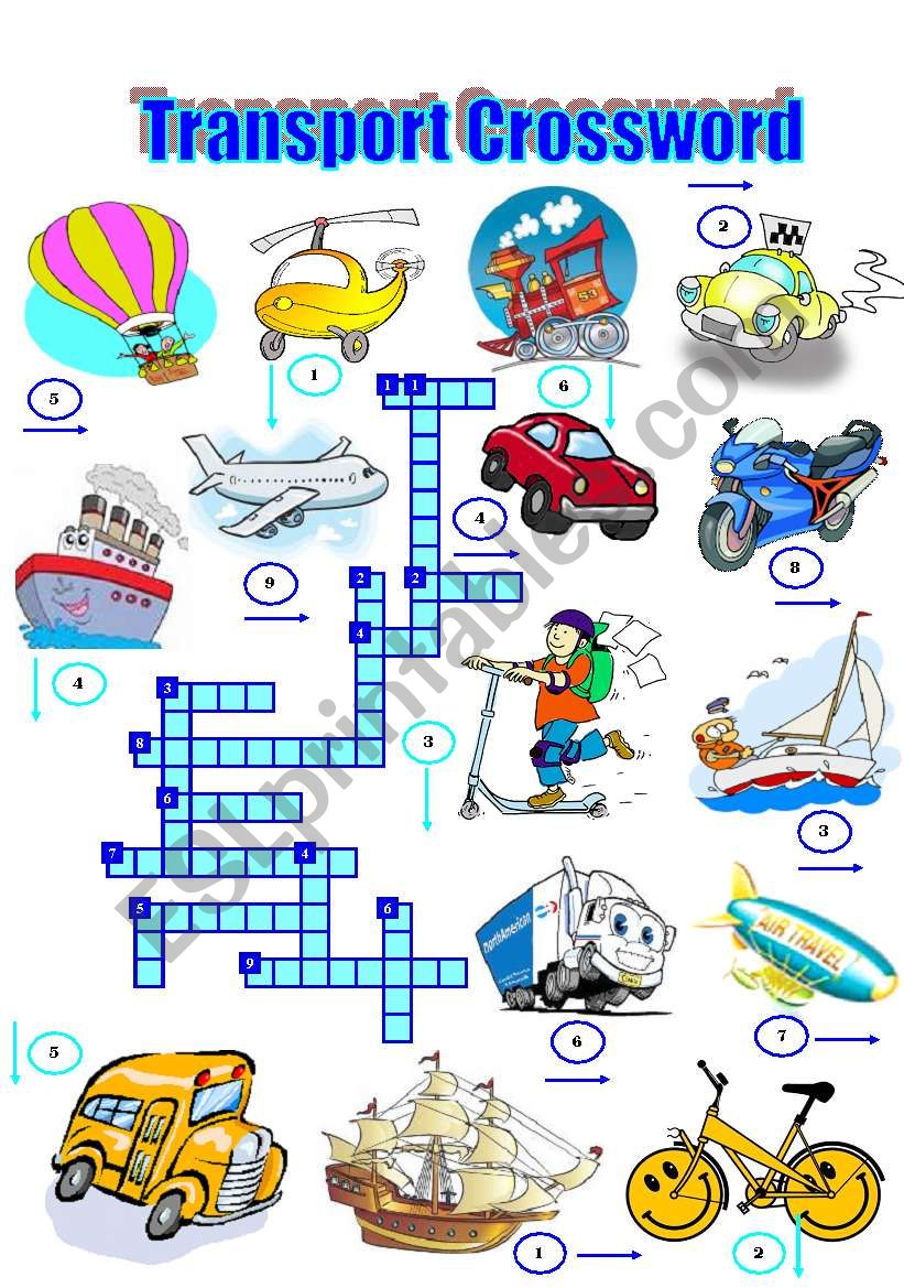 Transport crossword worksheet