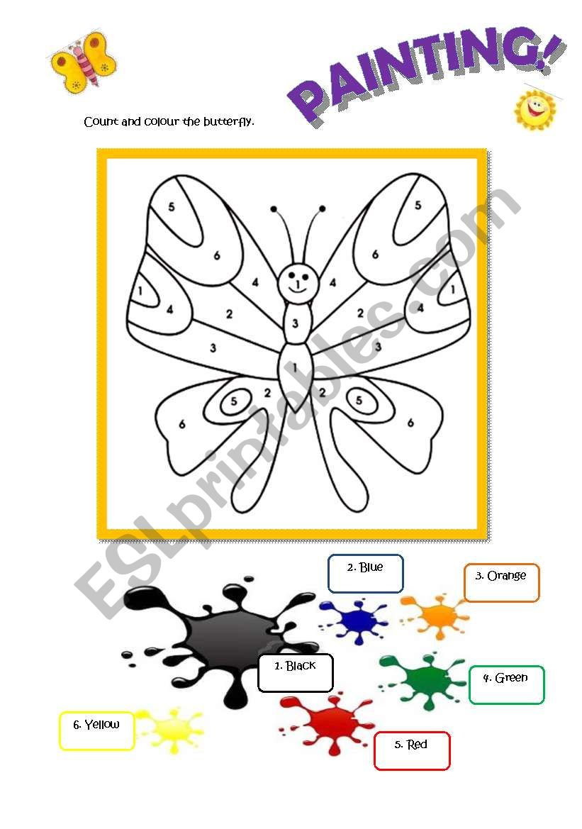 Colours and numbers worksheet