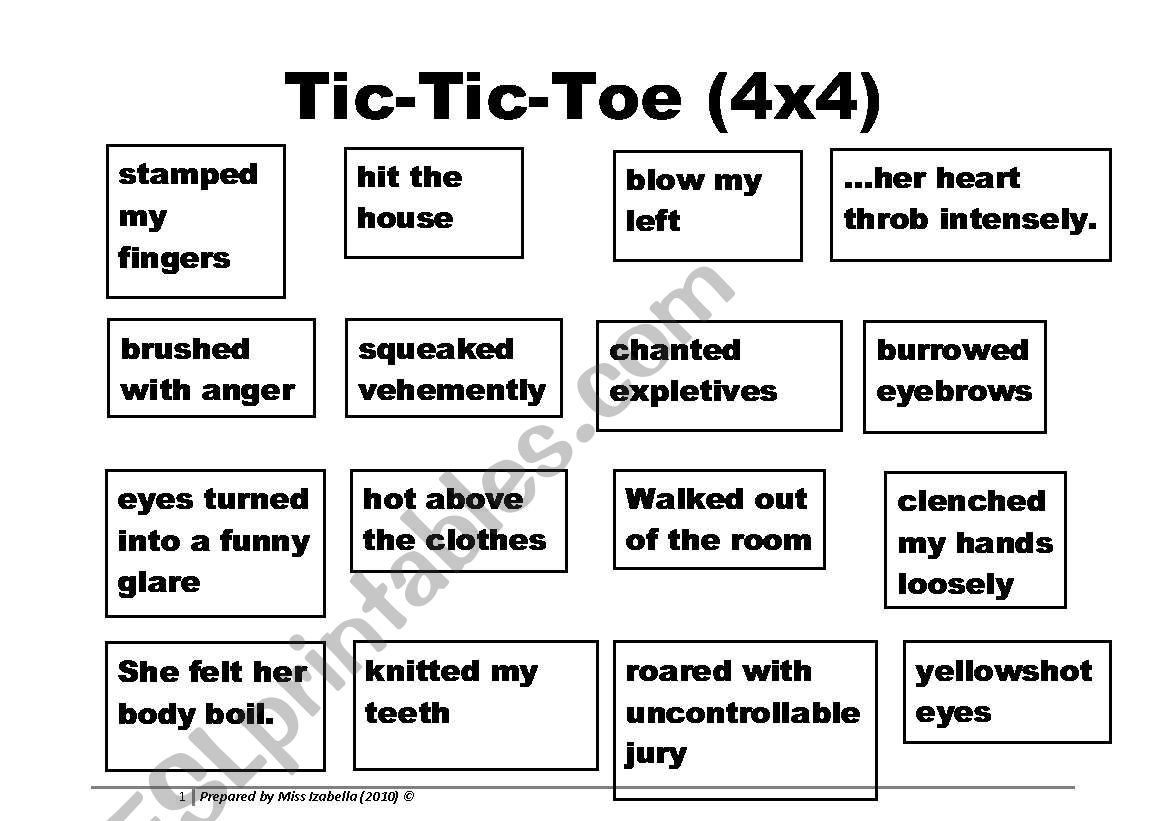 Learning Phrases about Anger through Tic Tic Toe