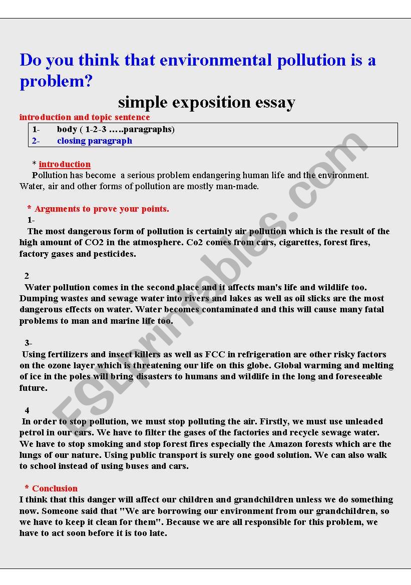 How to write a simple exposition essay about the environemnt.