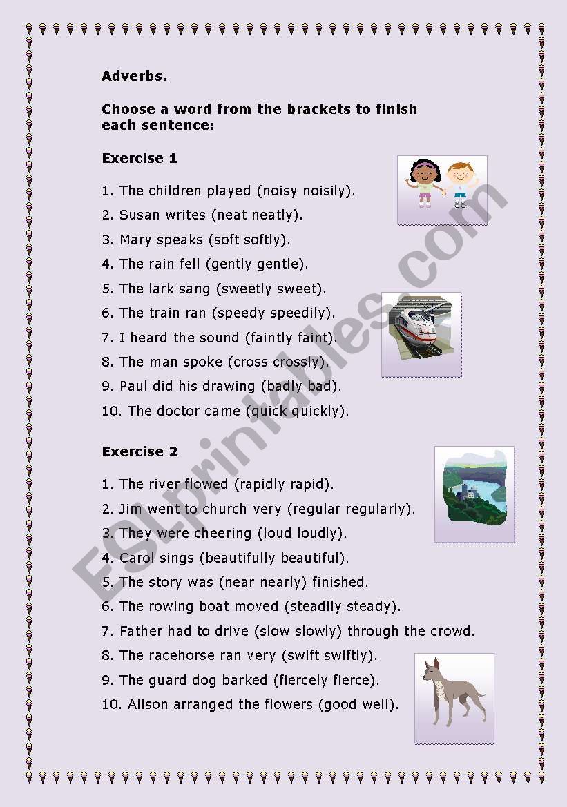 Adverbs worksheet