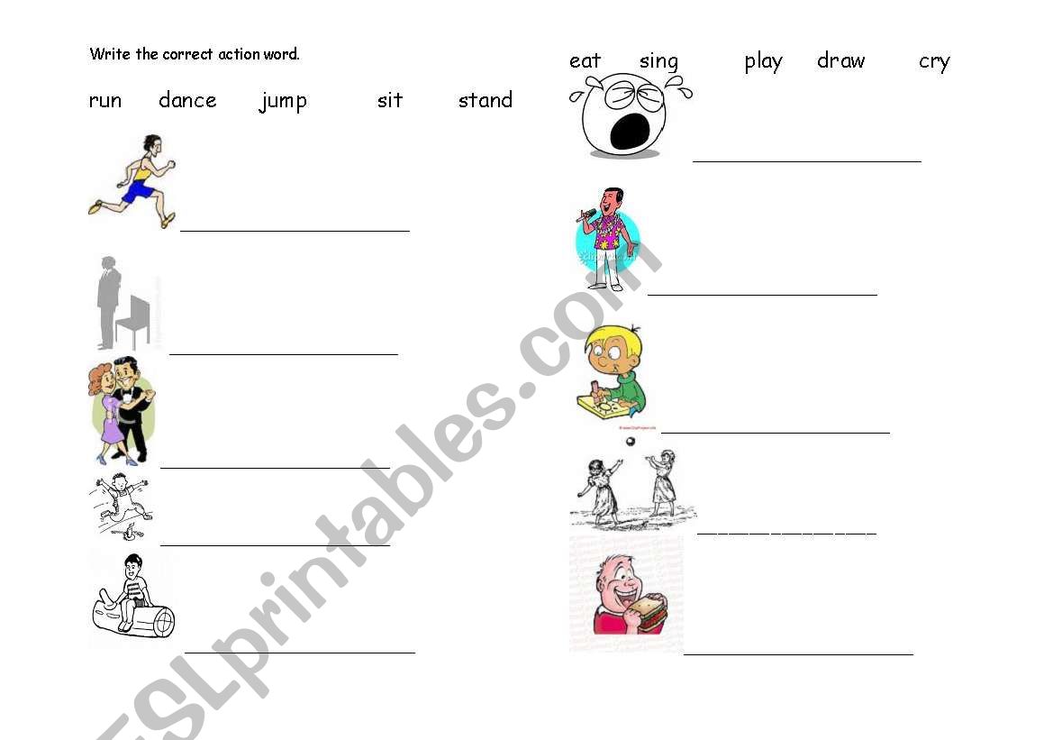 Action Words worksheet