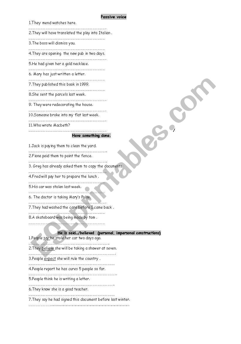 passive voice worksheet