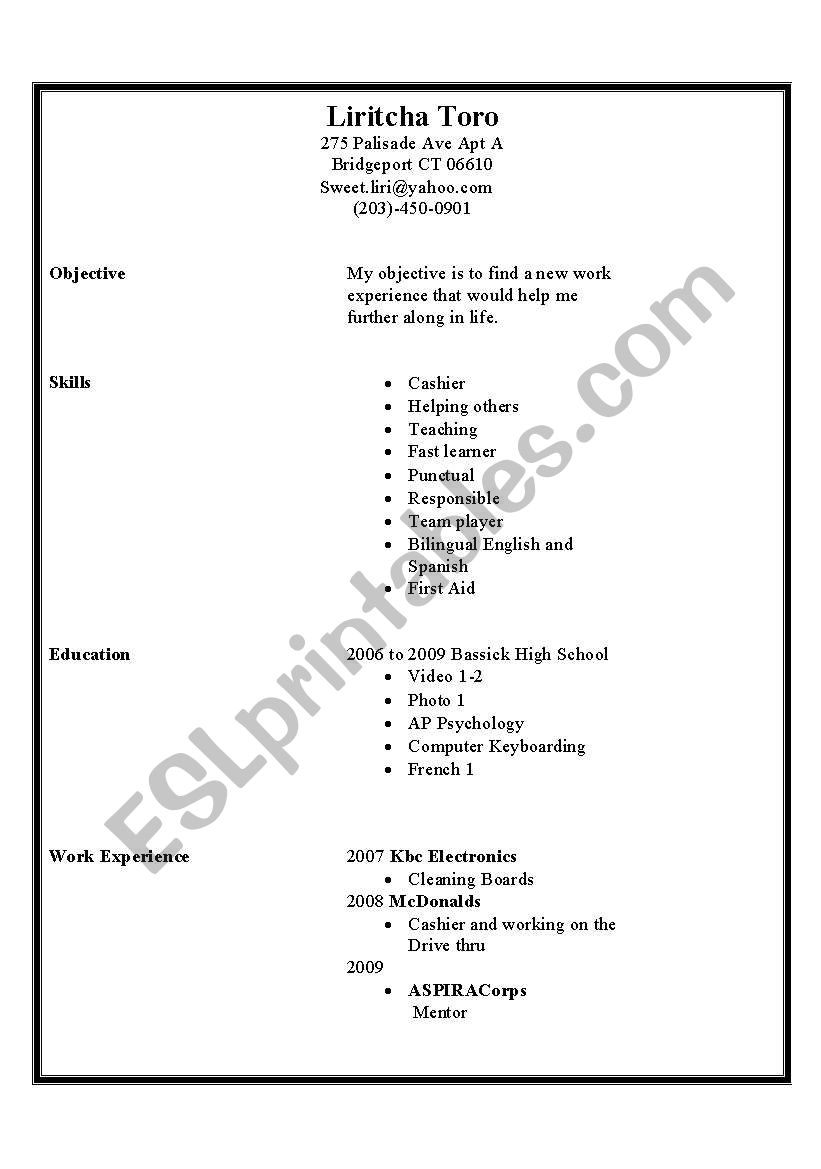 How to make a resume worksheet