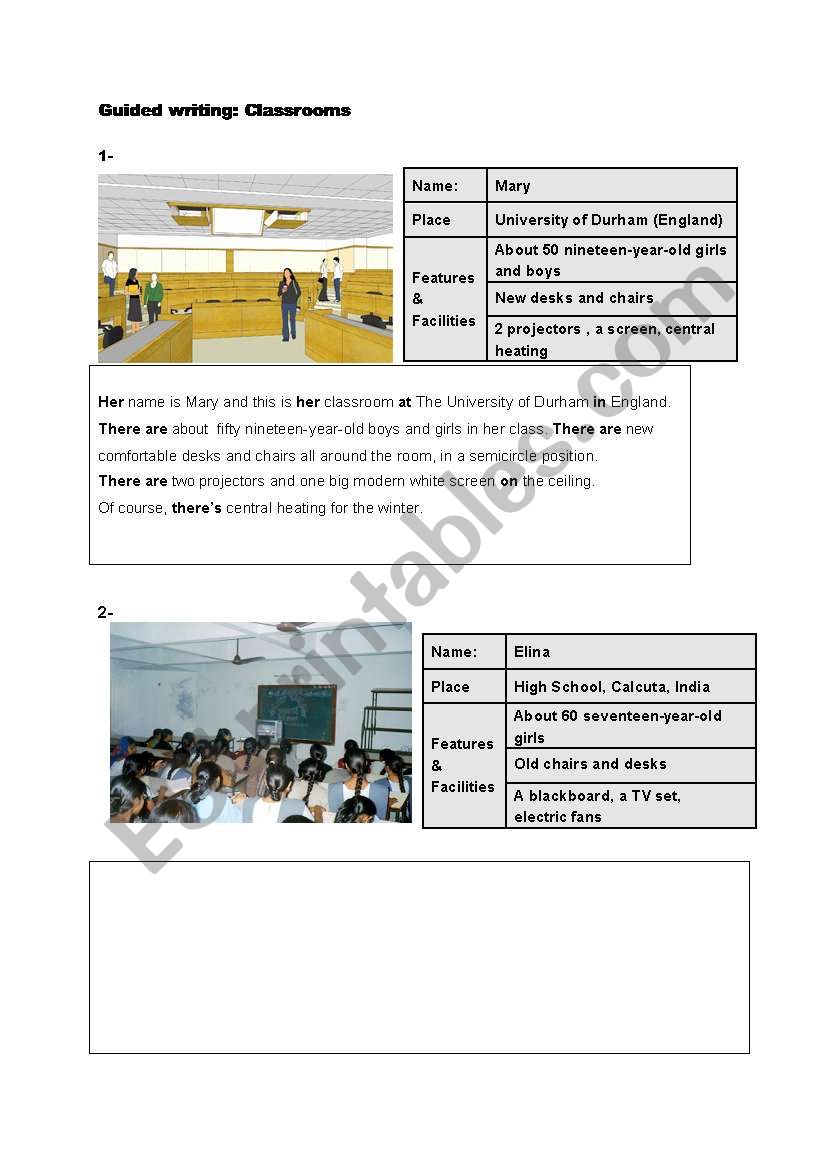 Classrooms - Guided Writing worksheet