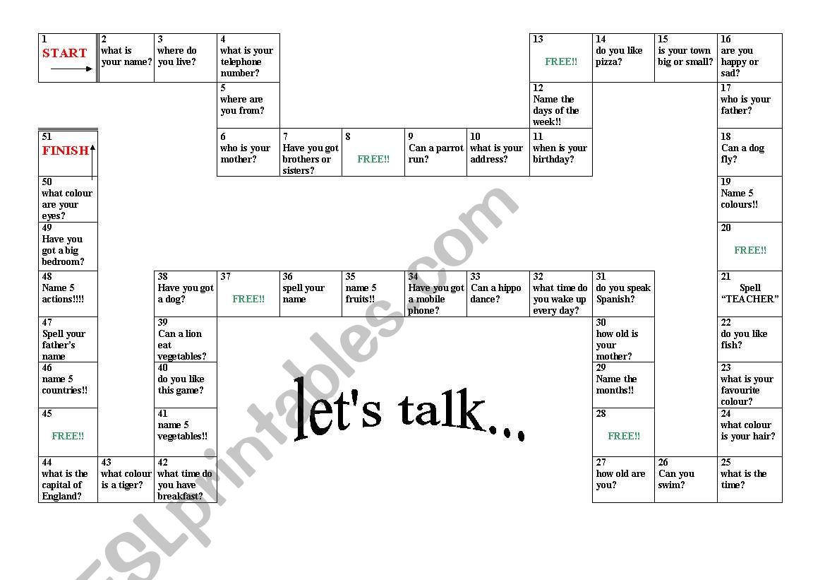 Lets Talk! worksheet