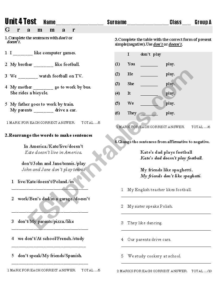 Test worksheet