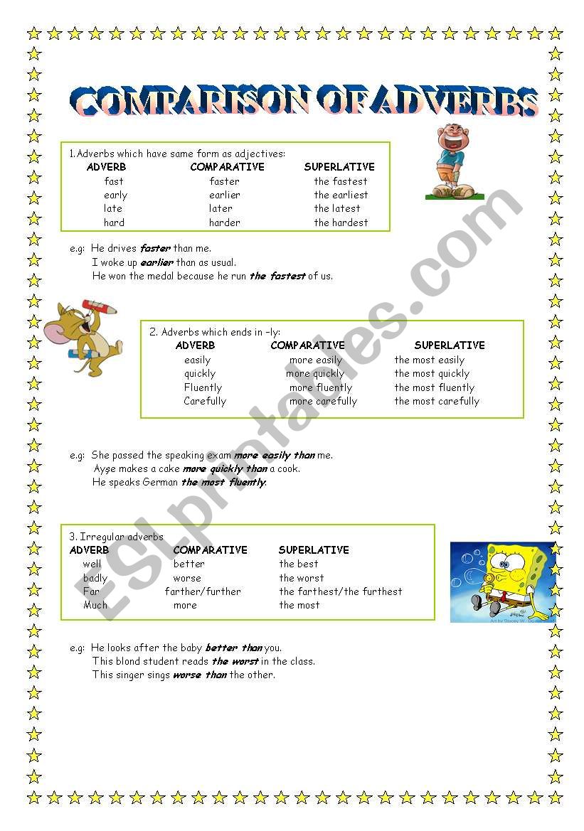 comparison of adverbs worksheet