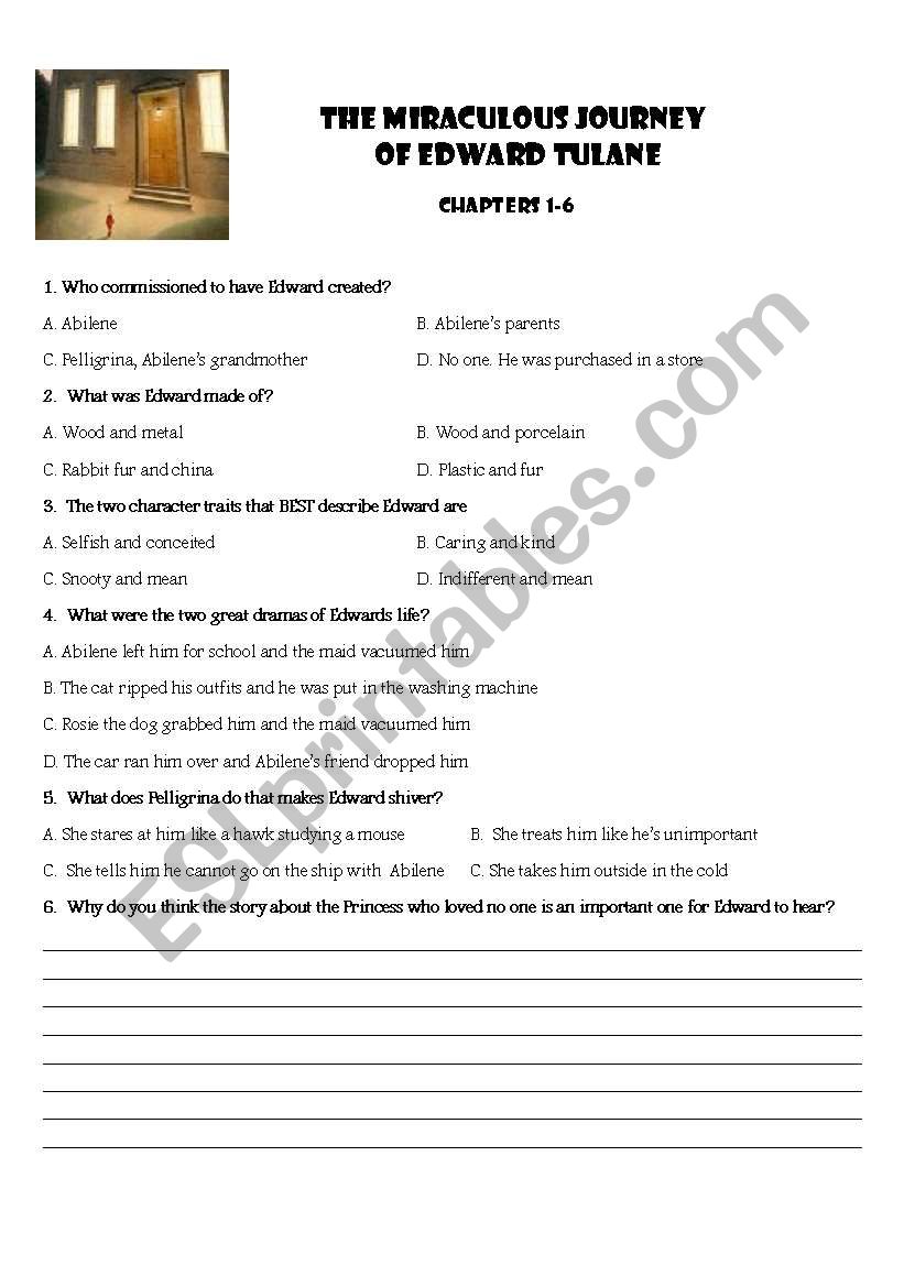 Edward Toulane ch 1-6 worksheet