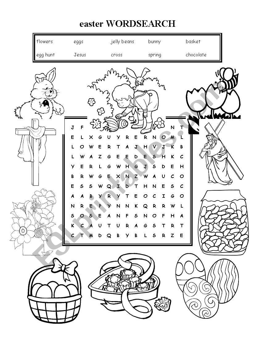 Easter wordsearch worksheet