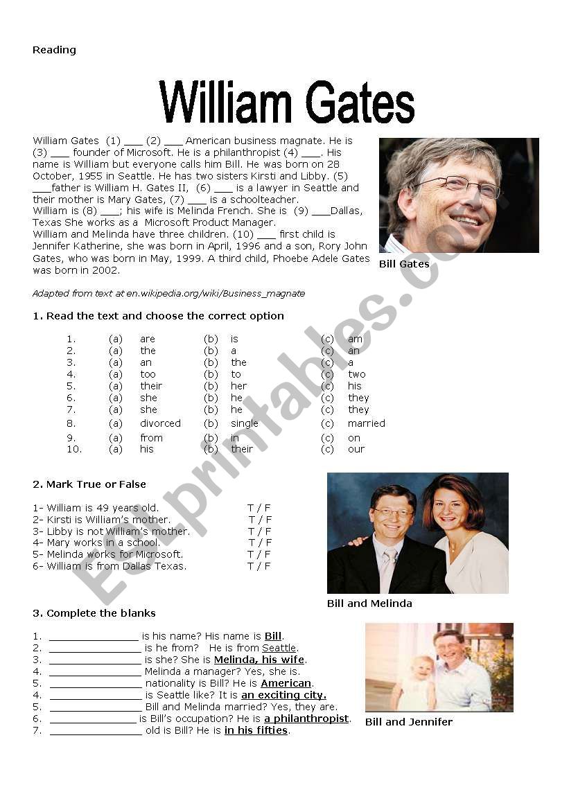 Wliiam Gates worksheet