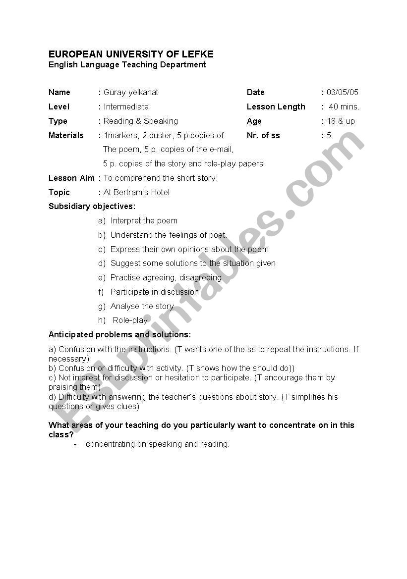 lesson plan worksheet