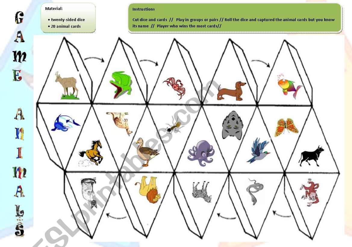 game animals worksheet