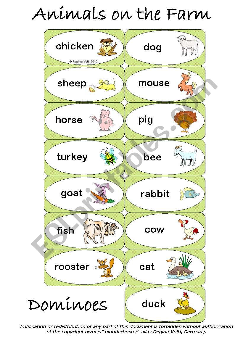 Animals on the Farm Dominoes (EDITABLE) (by blunderbuster)