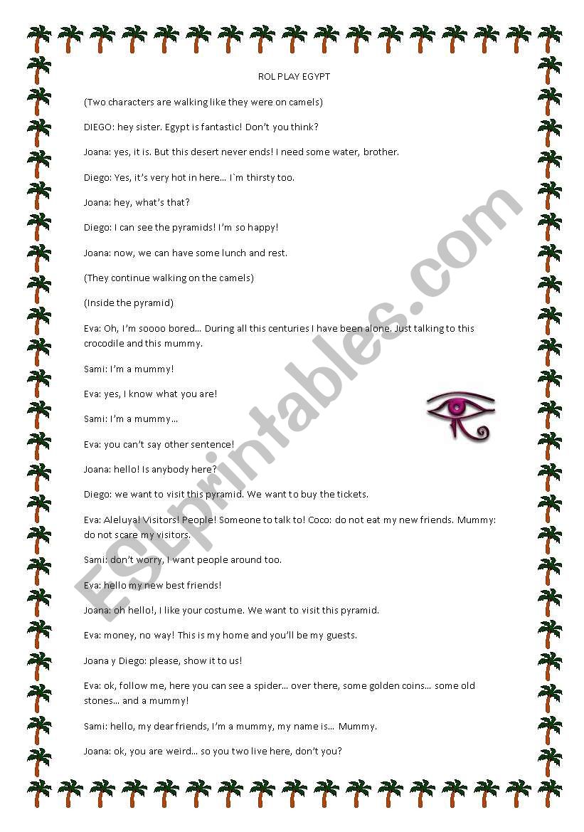 Egypt , rol play, two pages worksheet