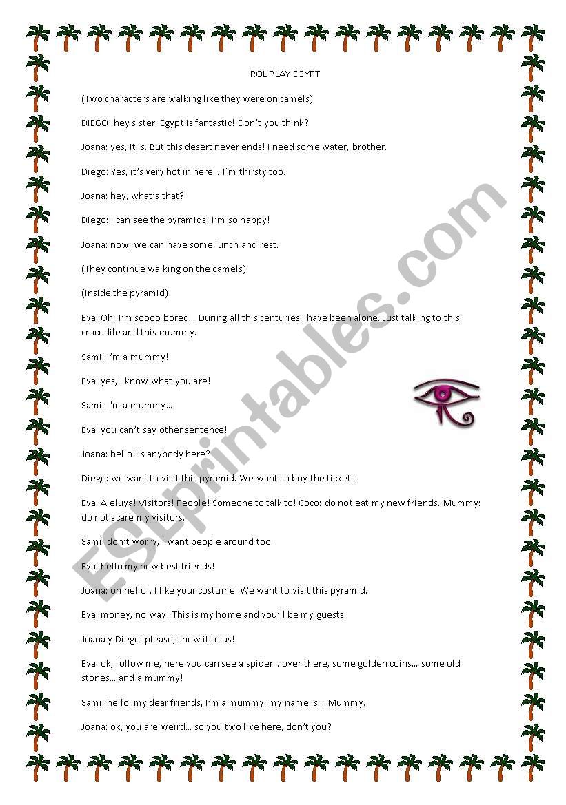 Egypt , rol play, two pages worksheet